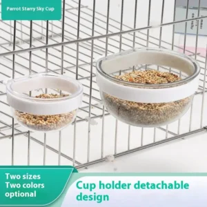 1/2PCS Bird Feeding Bowl Detachable Transparent Bowl Plastic Food Cup For Cage Convenient Hanging Seed Water Feeder For Parrots