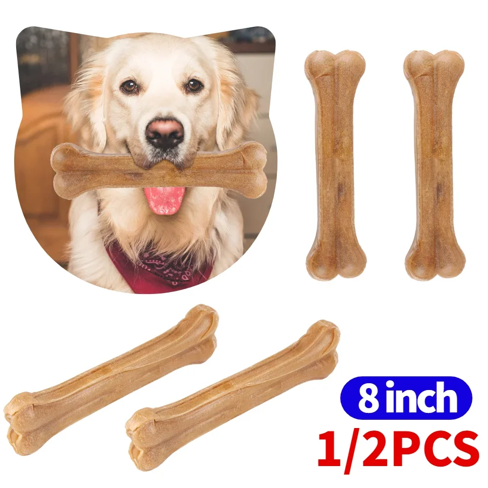 8 Inch Cowhide Bone Non-Toxic Creative Teeth Clean Stick Anti-bite Leather Chew Bone for Small Medium Large Dog