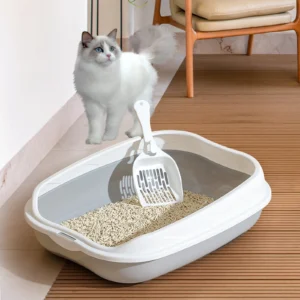 Semi-enclosed Litter Box Spatter-proof Cat Toilet Large Kitten Cleaning Supplies Large Cat Poop Bowl Pet Supplies