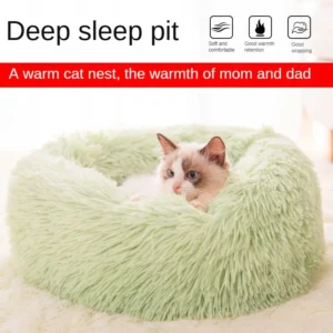 Hot-Selling Cat Bed Winter Warm Mat Long Plush Pet Dog Bed Round Shape Removable Washable