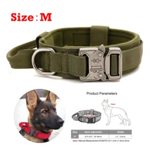Tactical Smoky Green Dog Collar -Heavy-Duty Nylon with Quick-Release Buckle & Soft Padded Lining for Walking Training Dog Collar