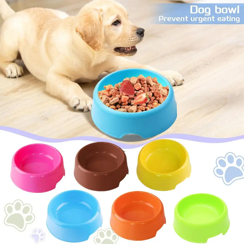 Candy Color Plastic Pet Round Bowl Cat And Dog Food Small Dog Cat And Pet Easy To Tableware Wholesale Clean Colorful Bowl S4P7