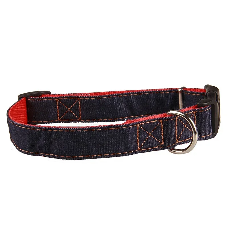 Adjustable 1.2m (4ft) Reinforced Denim Pet Leash Set with Collar & Harness - Soft & Comfortable - Image 3
