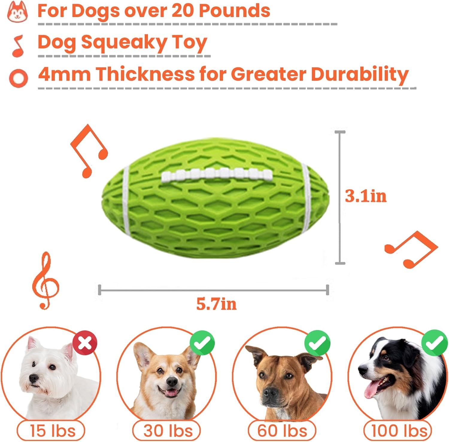 Dog Toys Durable And Squeaky Rugby Dog Toy, Perfect For Aggressive Chewers, Large Dogs, And Rough Playtime - Image 5