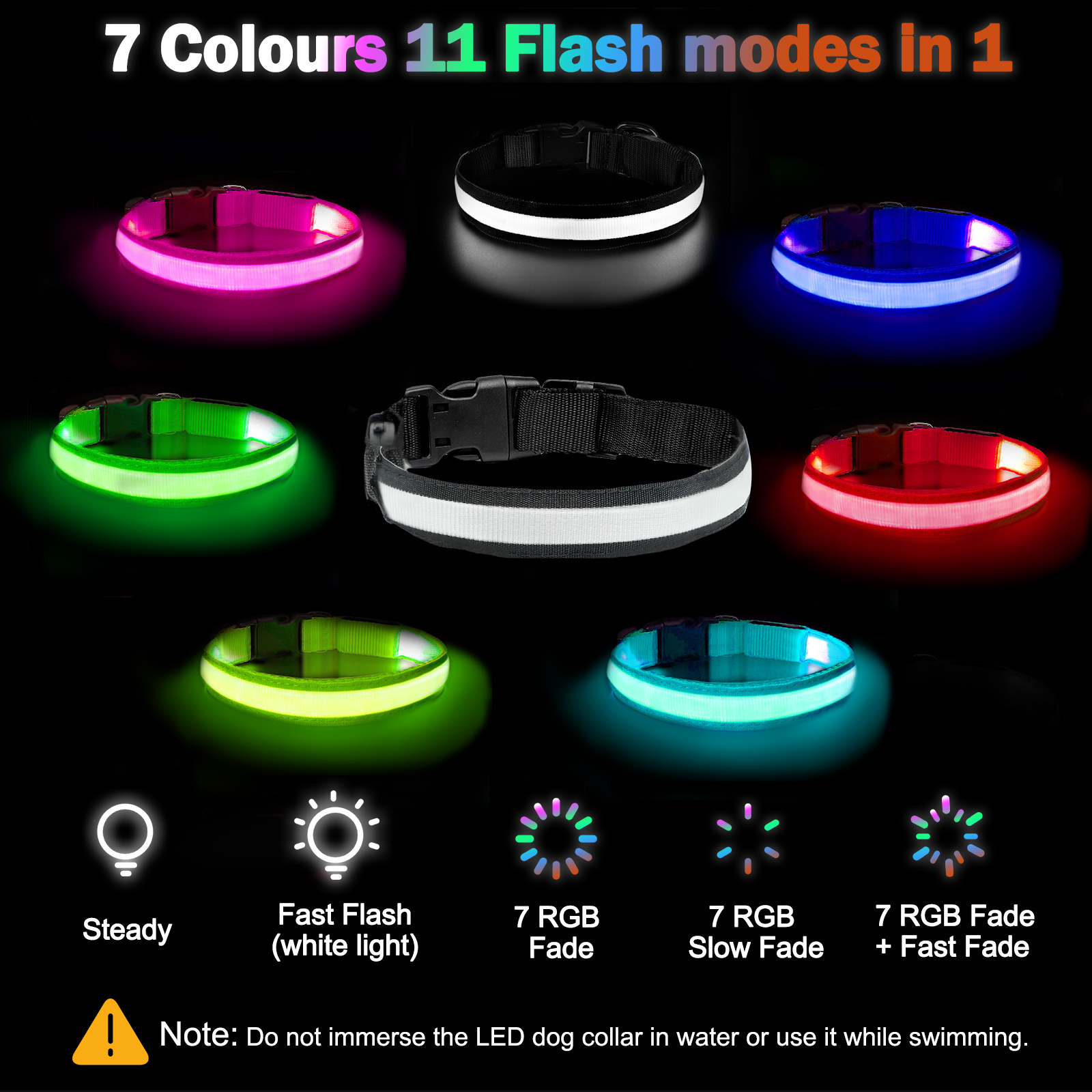 Light Up Dog Collar - Dog Collar Lights For The Dark Night, Adjustable Flashing Dog Collar Rechargeable, LED Dog Collar With 3 Flash Modes For Large, Medium And Small Dogs--Size S - Image 6