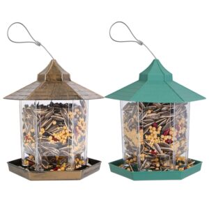 1Pc Hanging Gazebo Wild Bird Feeder Outdoor Bird Seed Station With Large Capacity 6 Feeder Interface For Garden Patio Park Weatherproof Easy To Refill