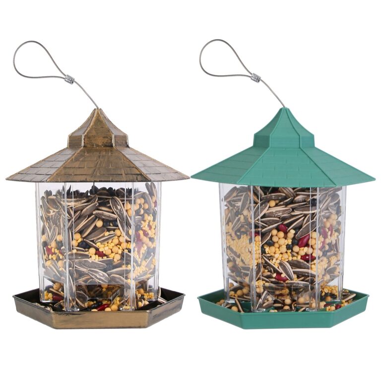1Pc Hanging Gazebo Wild Bird Feeder Outdoor Bird Seed Station With Large Capacity 6 Feeder Interface For Garden Patio Park Weatherproof Easy To Refill